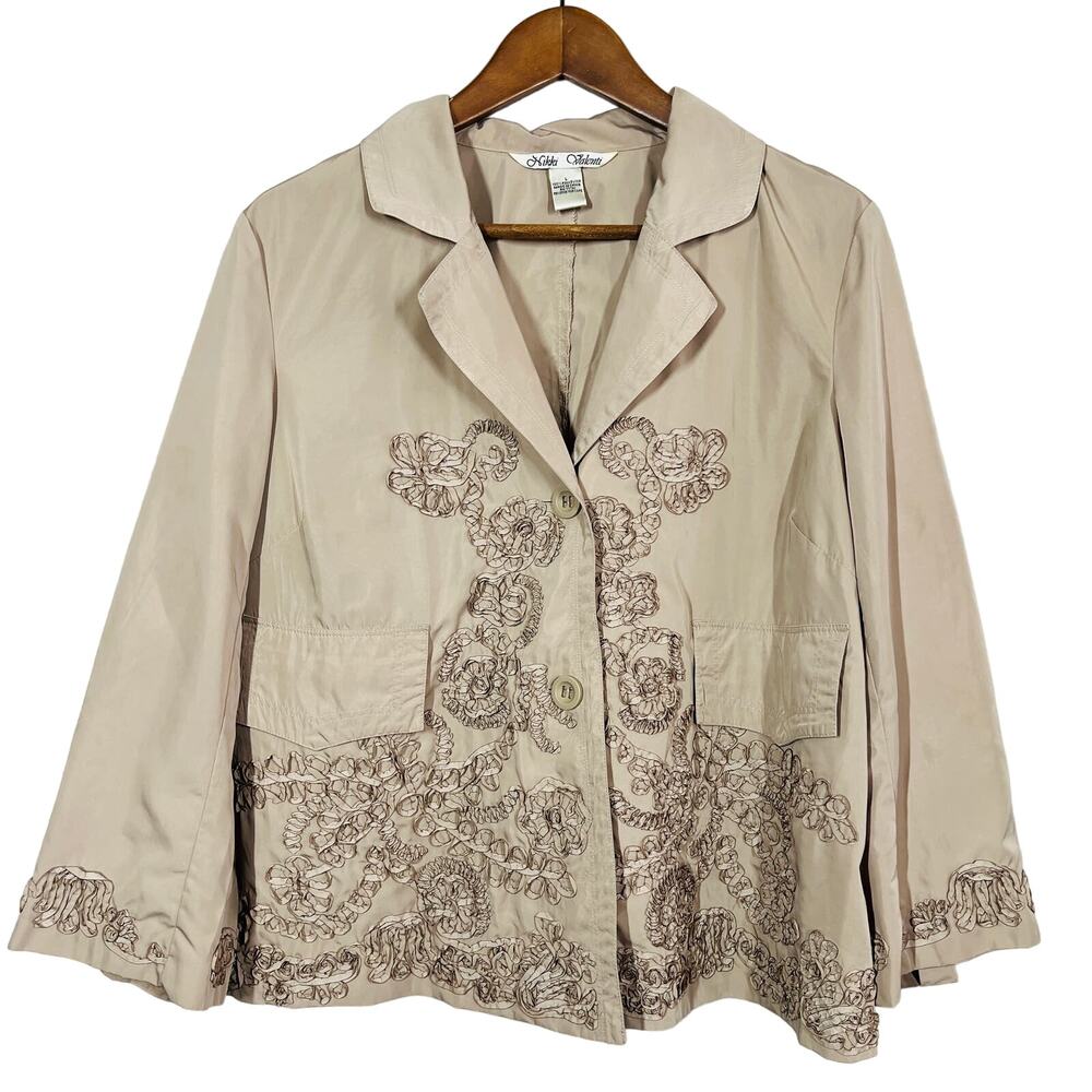 Nikki Valenti Crepe Floral Top Shacket Oversized Apron Style Pockets - L